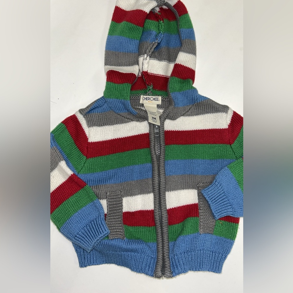 Cherokee Hooded Zip Sweater in Blue Red Green Gray White